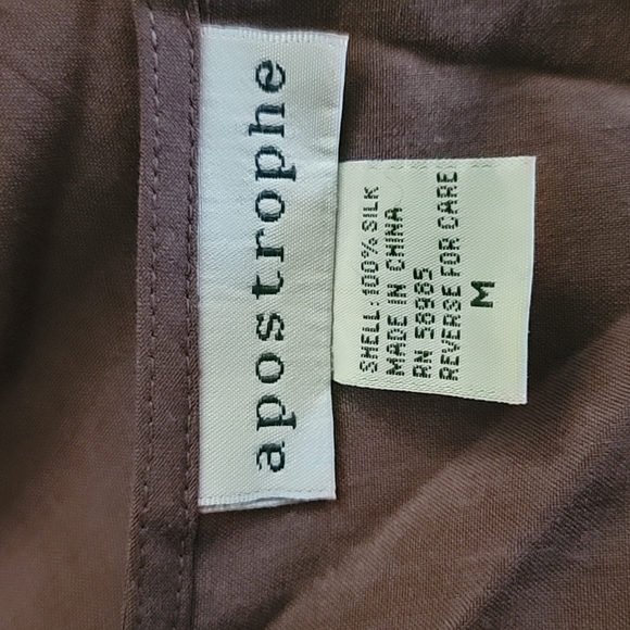 Apostrophe Silk Button Up Blouse Medium Brown - Picture 2 of 3